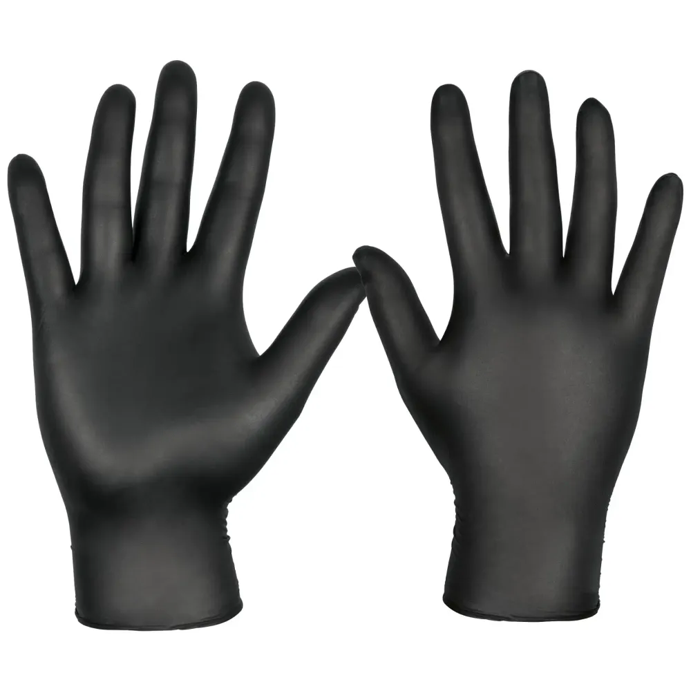Precisión Industrial Guantes de nitrilo, desechable, negro, mediano, caja 100pzas