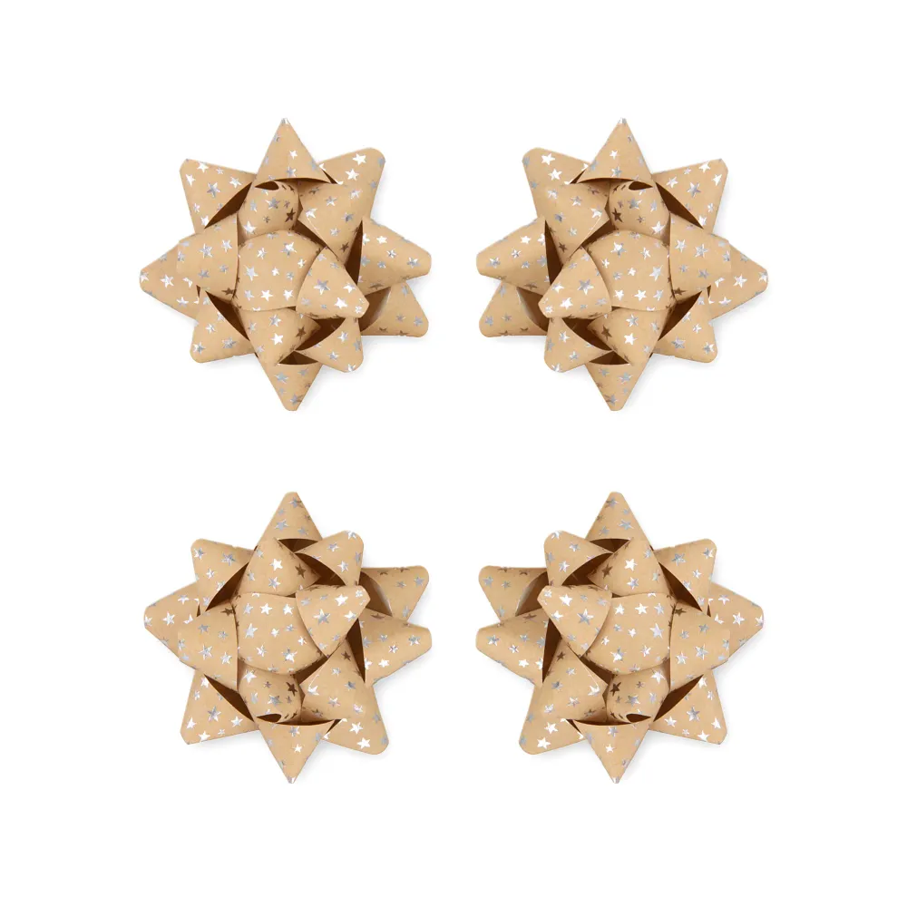 Lazo de regalo estrellas plateadas 2 pulgadas 4 uds.