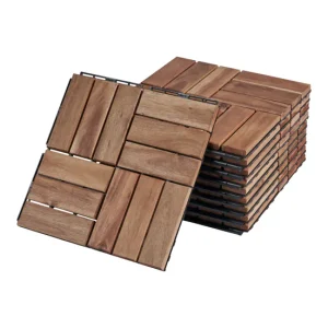 Set de 10 baldosas clic Alliste 12 láminas acacia/plástico 0,9 m² - Sin procesar