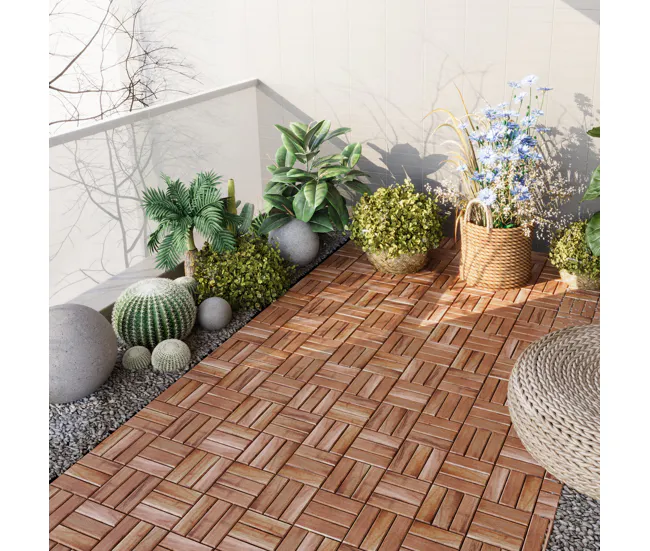Set de 10 baldosas clic Alliste 12 láminas acacia/plástico 0,9 m² - Sin procesar