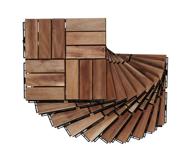 Set de 10 baldosas clic Alliste 12 láminas acacia/plástico 0,9 m² - Sin procesar