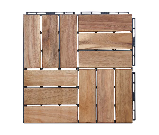 Set de 10 baldosas clic Alliste 12 láminas acacia/plástico 0,9 m² - Sin procesar
