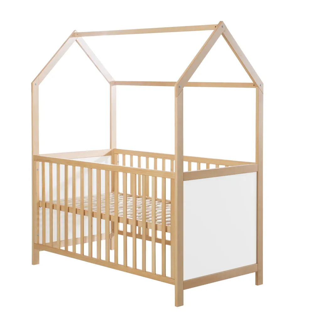 Lit cabane évolutif 70 x 140 cm - Bois certifié FSC - Réglable en hauteur - Bicolore