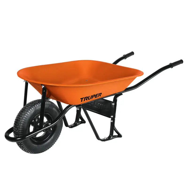 Carretilla 4.5 Ft3 neumática, bastidor tubular, truper | Plegable para Almacenaje |