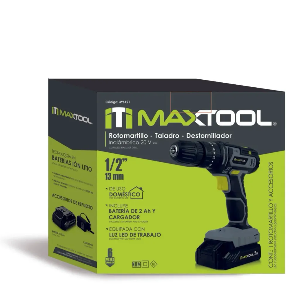 Rotomartillo inalámbrico de 1/2"" / 20v - 2 ah mx maxtool Ensamblado en México