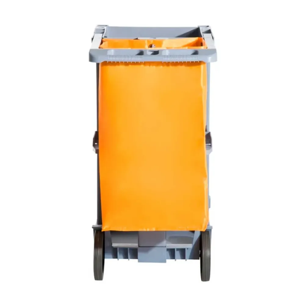 Carro de limpieza profesional Homcom 100L 3 bandejas gris/naranja 96,5x50,5x113 cm con Certificación NSF