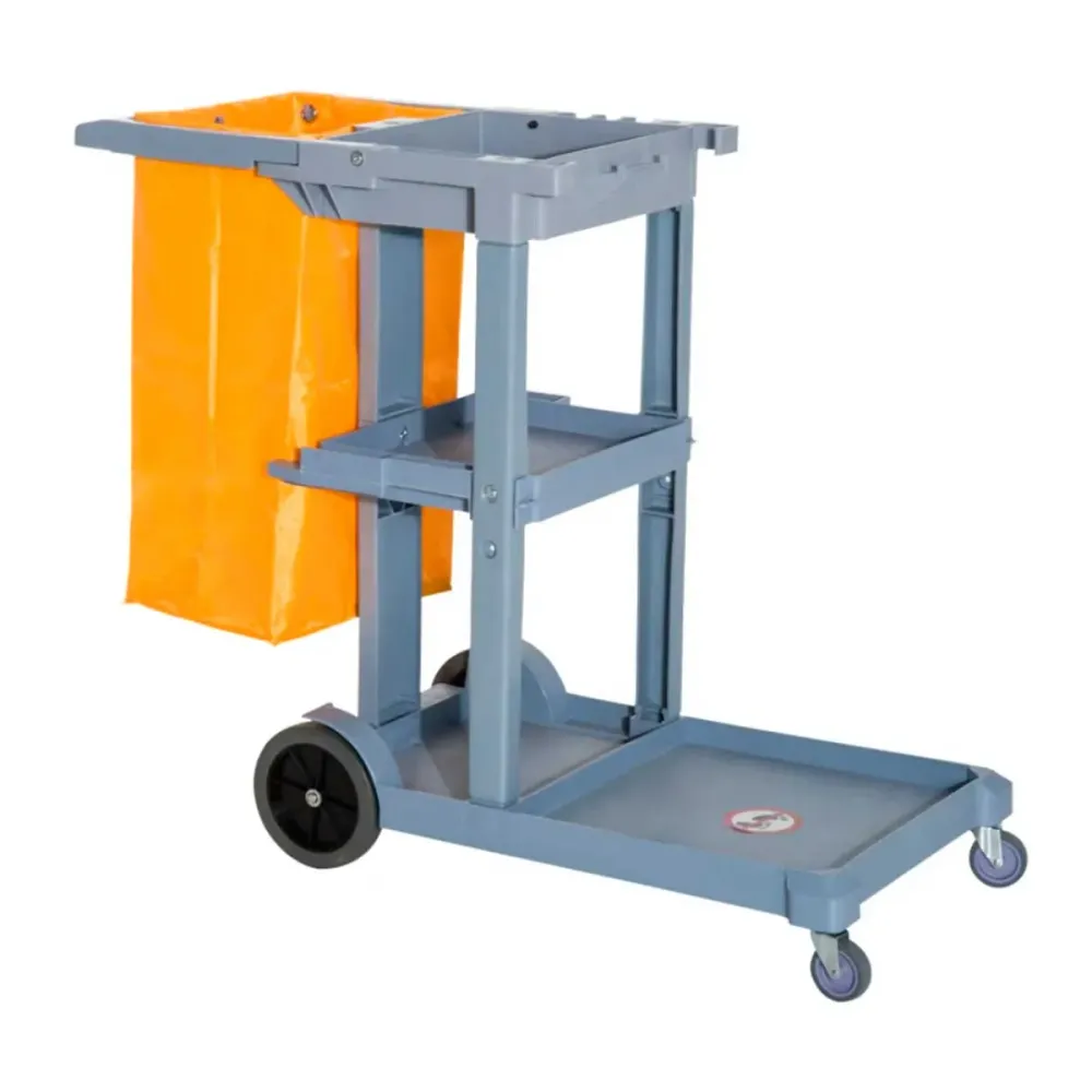 Carro de limpieza profesional Homcom 100L 3 bandejas gris/naranja 96,5x50,5x113 cm con Certificación NSF