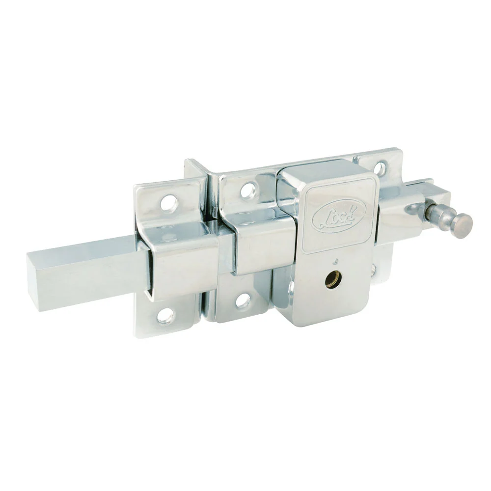 Cerradura de barra fija función izquierda, cromo radiante, llave tetra, en caja Lock para Puertas Corredizas