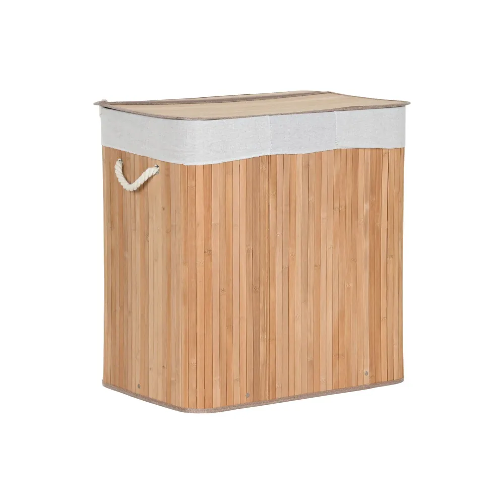 CESTA ROPA BAMBU 60X40X60 140L 3 COMPARTIMENTOS