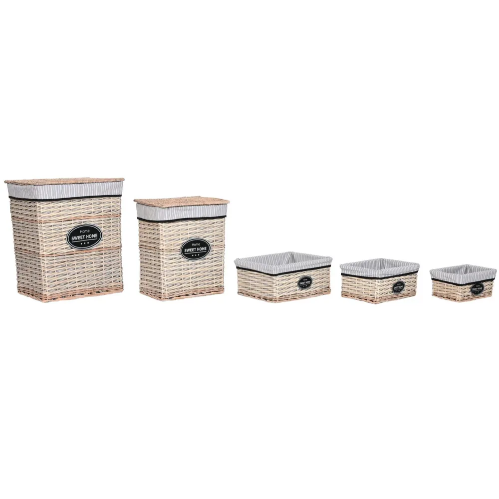 CESTA ROPA SET 5 MIMBRE TELA 47X35X55 ORIGINAL