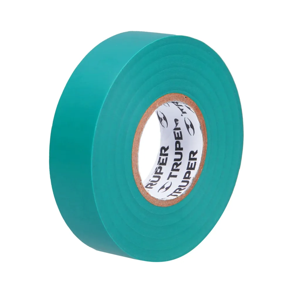 Cinta de aislar de 18m x 19 m x 19mm verde truper M-33V para Pintura y Automotriz
