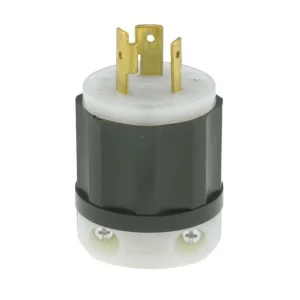 Acero Inoxidable Clavija media vuelta 2P 3H 20A 125V Blanco y negro - Leviton