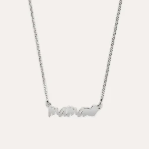 Collar Mamá Heart Plata para Uso en Exteriores