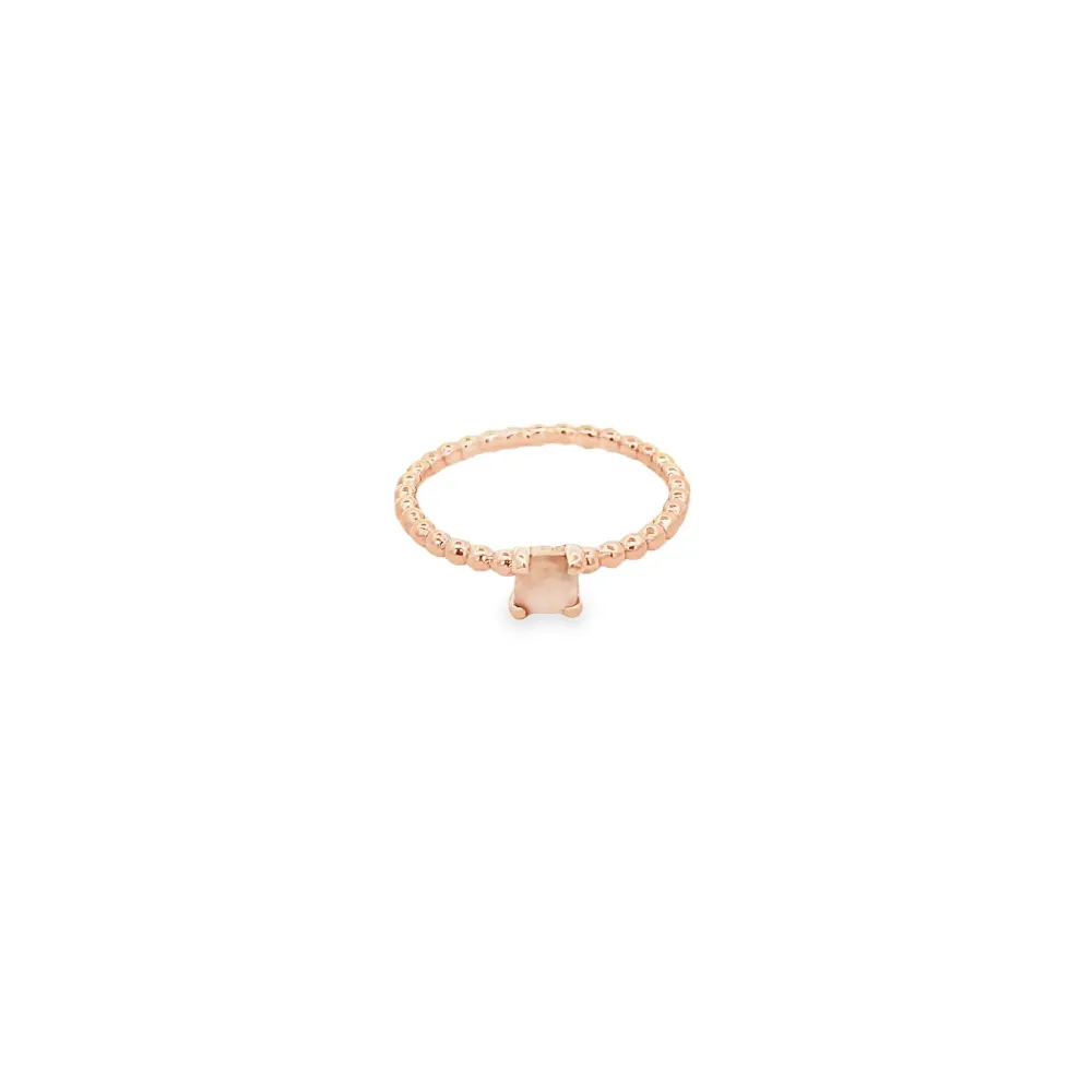 925RG BOLD BEADED CUSHION MOONSTONE PEACH RING T6.5