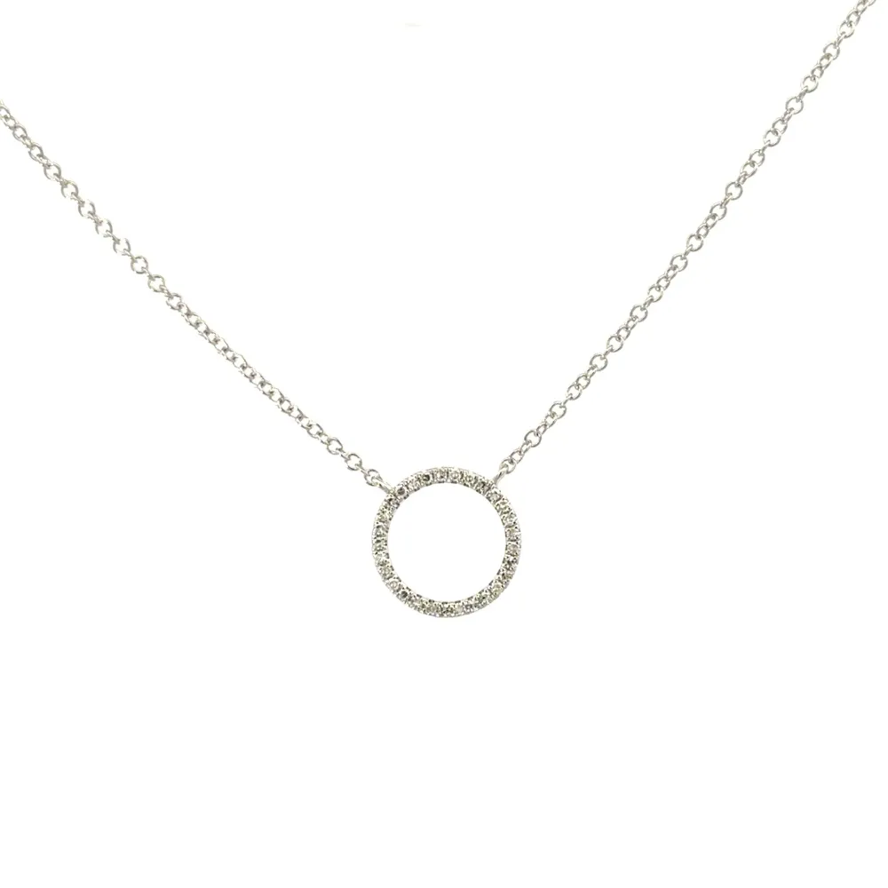 D0.09CT 14KW CIRCLE MINI NECKLACE