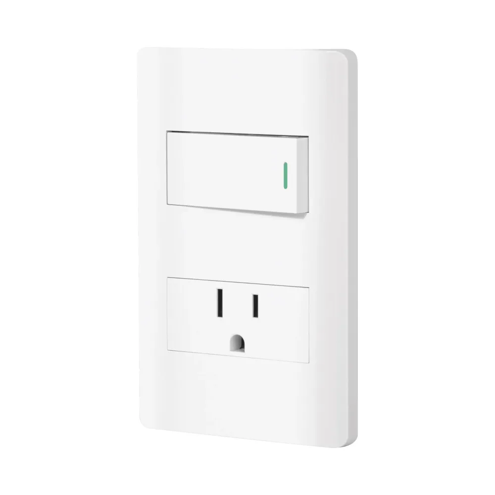 Placa armada blanca interruptor y contacto 1 módulo, Lisboa con Luz de Señalización