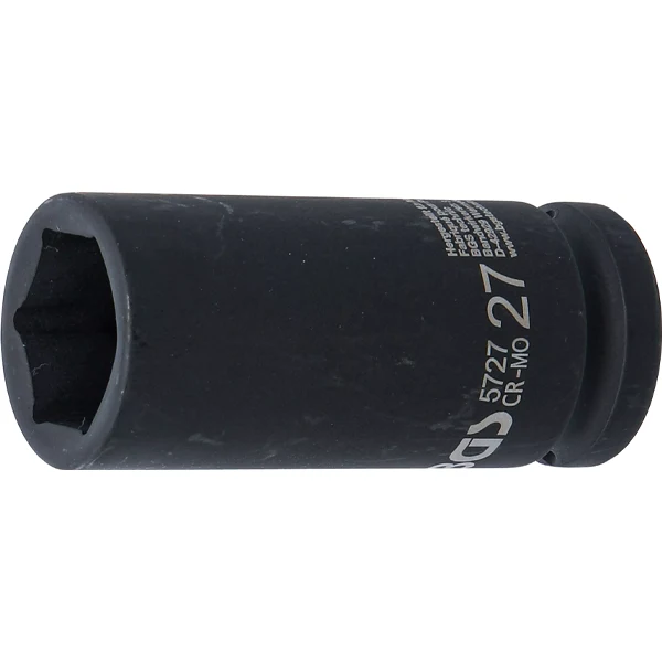 LLAVE DE VASO DE IMPACTO LARGA HEXAGONAL | 3/4" | 27 MM (Certificado CE)