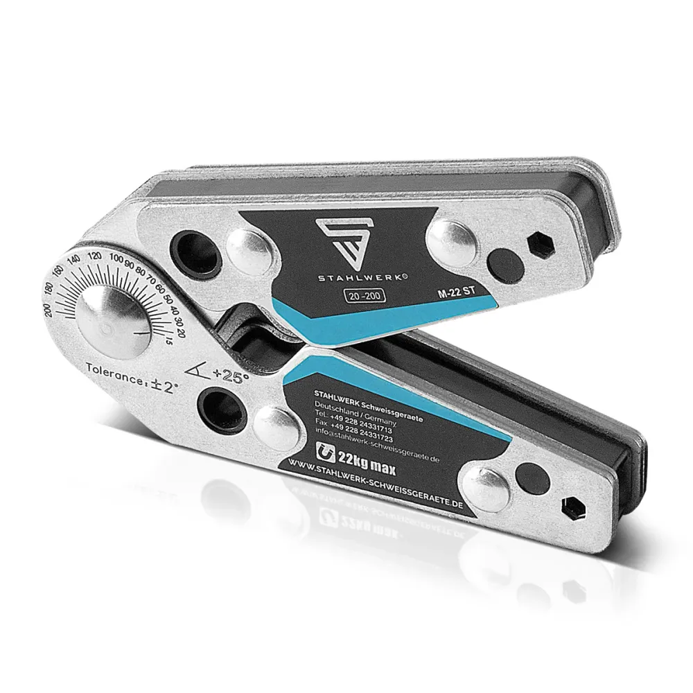 Ángulo magnético de acero Ángulo de soldadura con ángulos ajustables 20 ° -200 ° 22 kg / 48 lbs