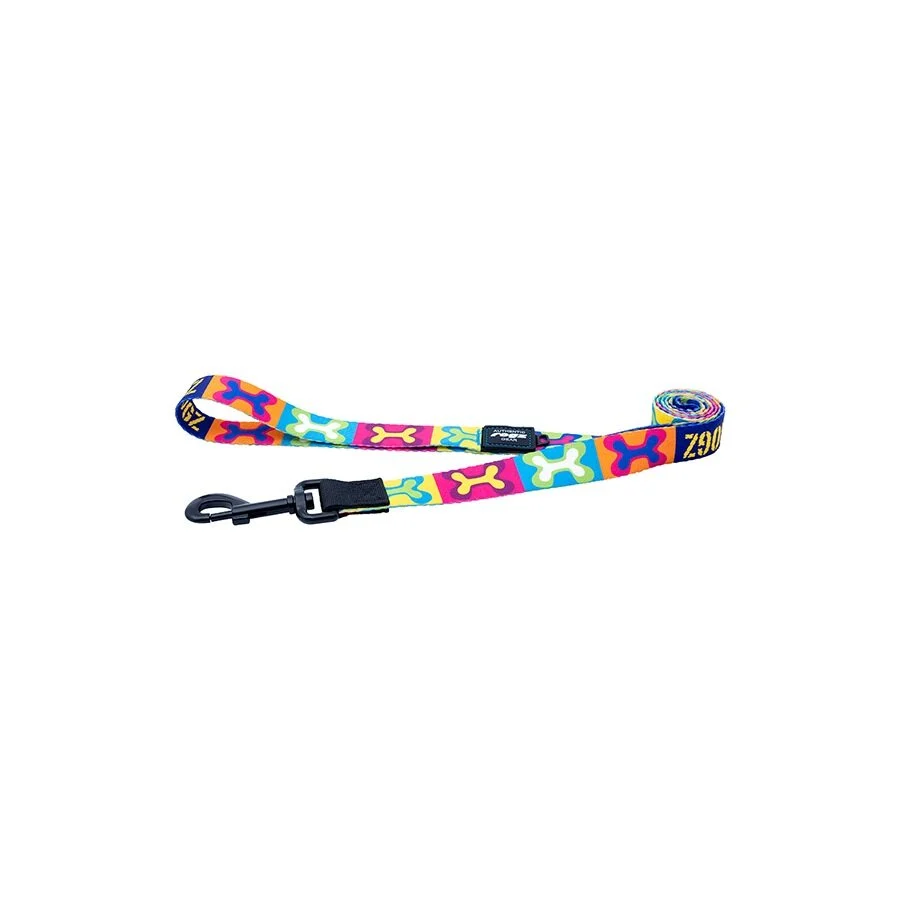 Correa de Alta Durabilidad Correa Para Perro, Modelo Fusion De Rogz, Estampado Pop Art. Talla S (8-14kg)