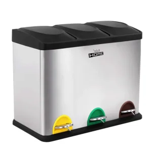 Certificado para Uso Industrial Cubo de reciclaje ecológico 45 litros de 3 compartimentos, reciclaje de basura / cubos de...