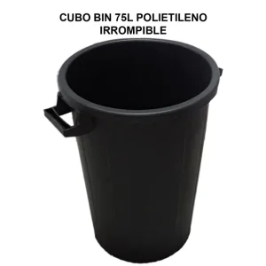 Cubo de Basura Bim Industrial Irrompible 75 L. - Polietileno Negro - Resistente y Perdurable para Uso Comercial