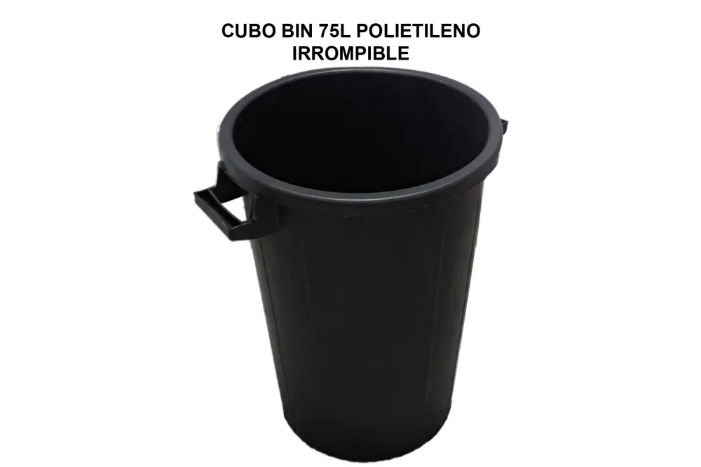 Cubo de Basura Bim Industrial Irrompible 75 L. - Polietileno Negro - Resistente y Perdurable para Uso Comercial