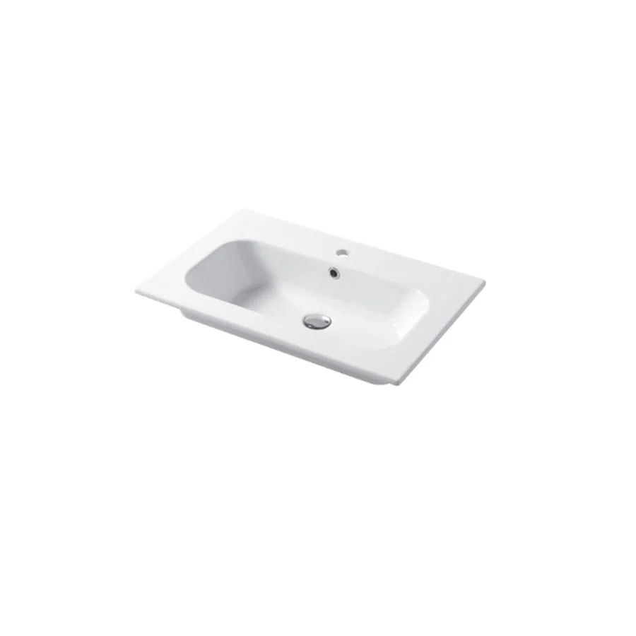 Lavabo consolle ceramica bianca lucida serie Qubo Square 46 Disegno-Ceramica 71cm