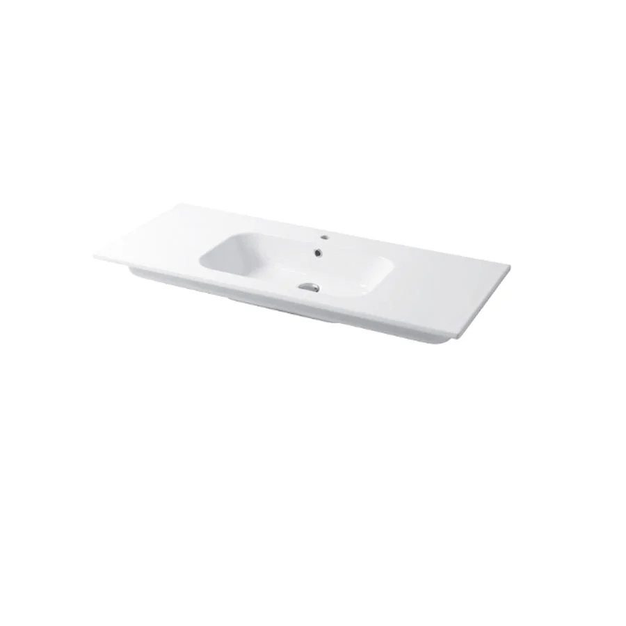 Lavabo consolle ceramica bianca lucida serie Qubo Square 46 Disegno-Ceramica 106cm
