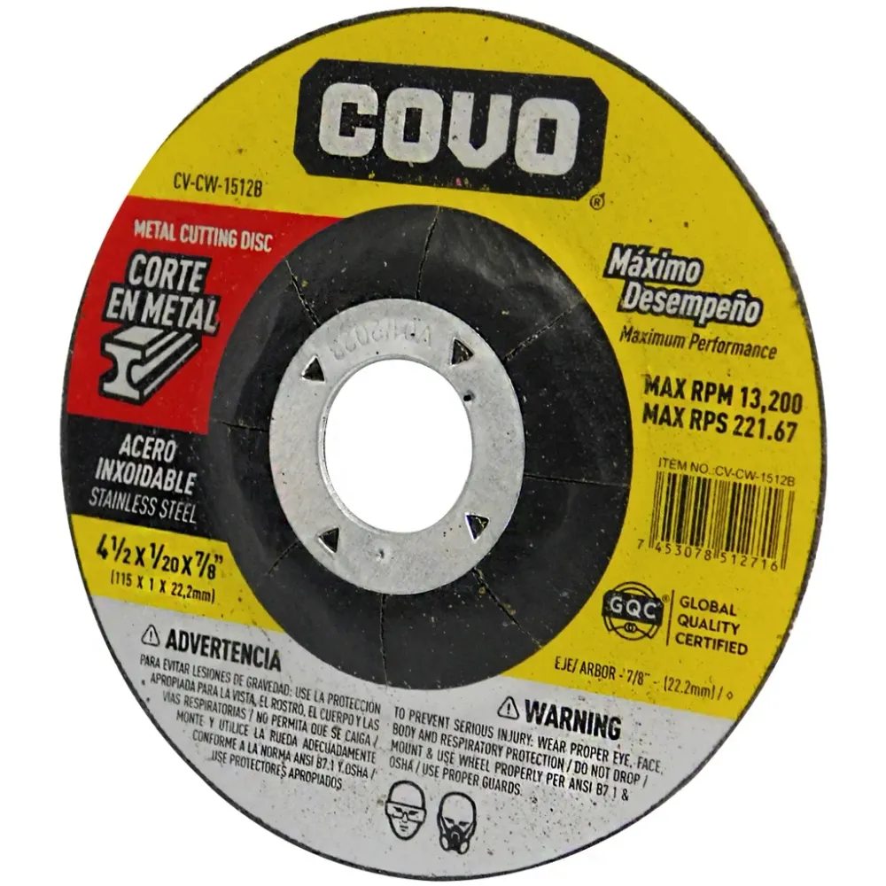 Disco Corte Metálico 4.1/2 Pulgadas Conico
