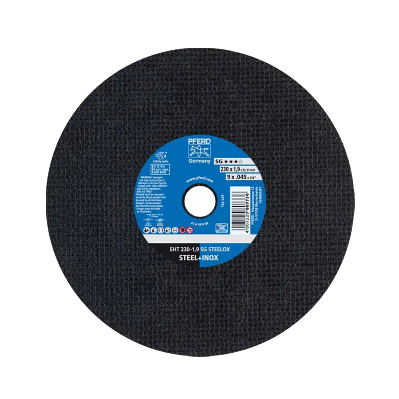 Disco de corte de 9" x 7/8" para acero inoxidable sg steelox, pferd Disco de Fibra | Seguro