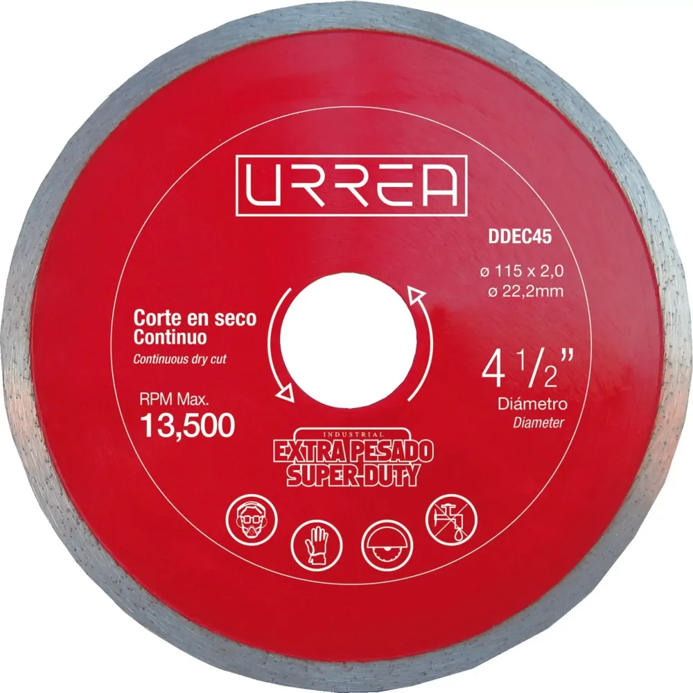 Disco de diamante extra sólido corte continuo 4 1/2" urrea