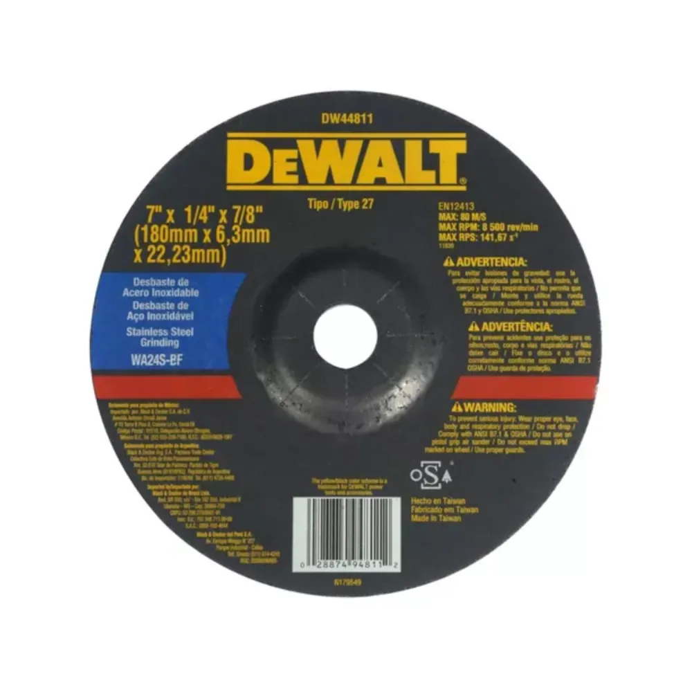 Sistema de Acabado Disco de Desbaste 7'' x 1/4'' x 7/8'' DW44811