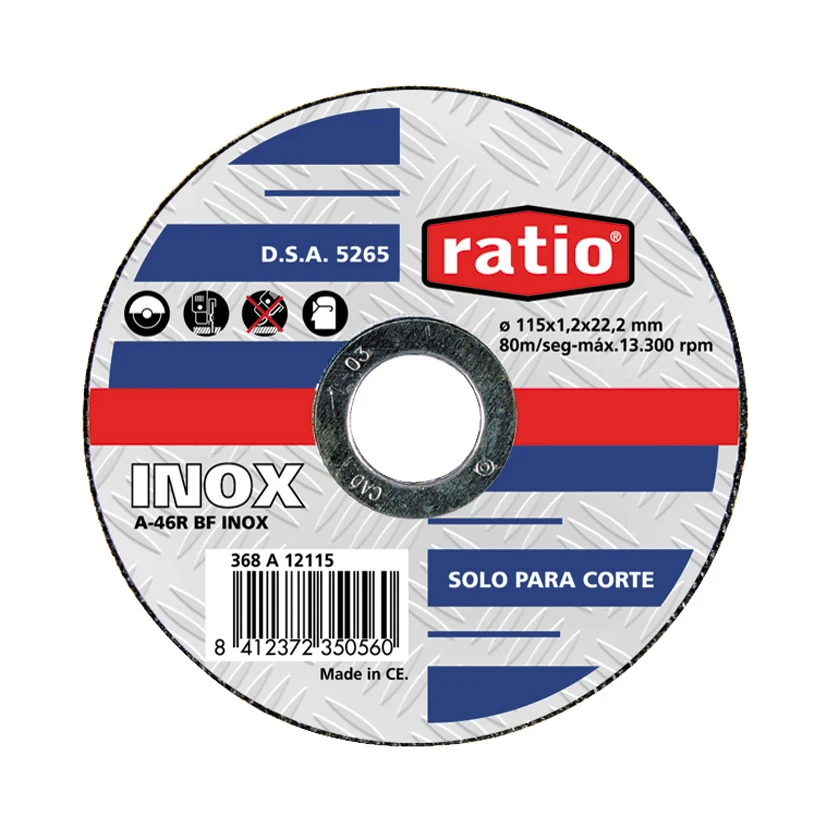 Disco abrasiv.178x1.6mm.inox.ratio para Concreto y Piedra