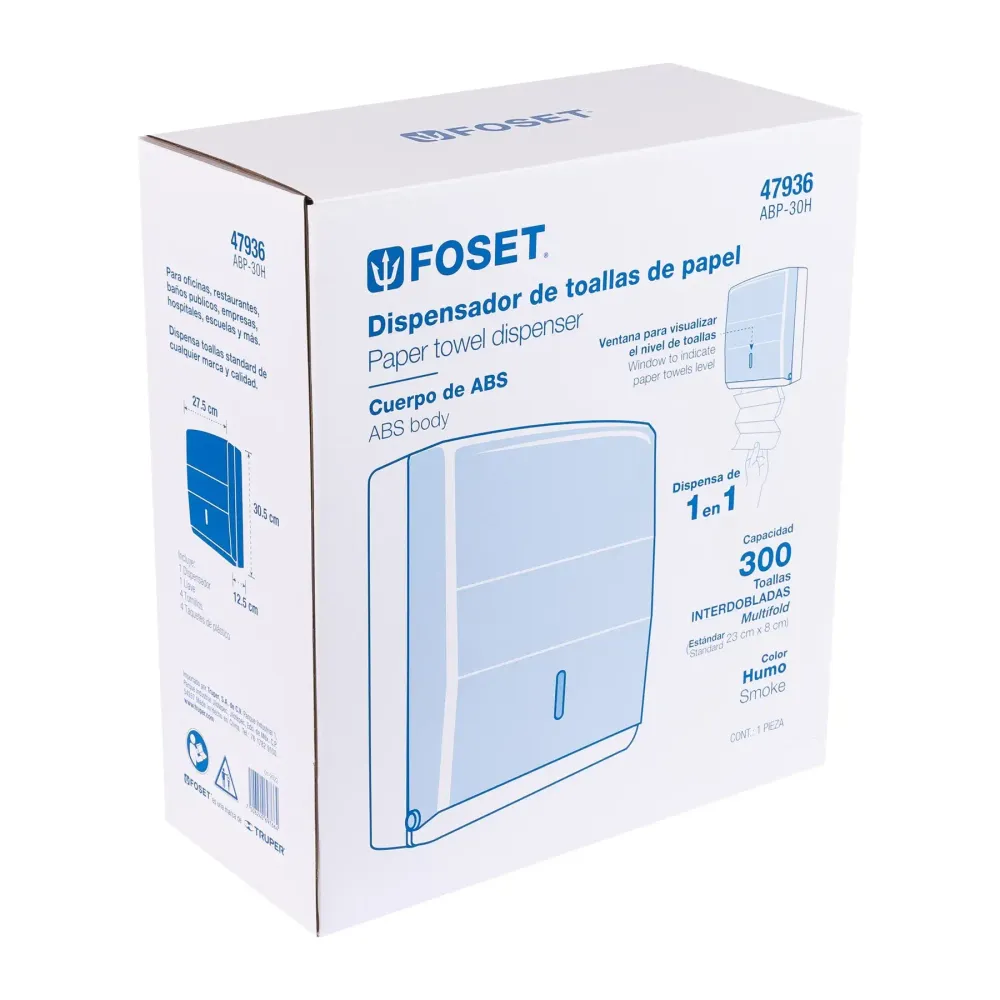 Dispensador de abs para toallas de papel, humo, foset con Montaje de Pared