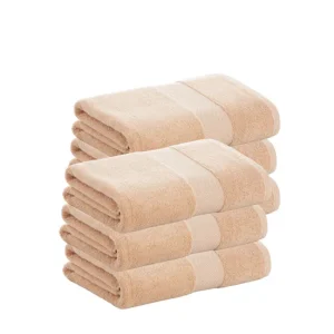Secador de Manos Pack 6 Toallas Arena Tocador de Algodón Donegal 30x50 cm Algodón 100% de 500gr/m2 de Calidad con Secado e...