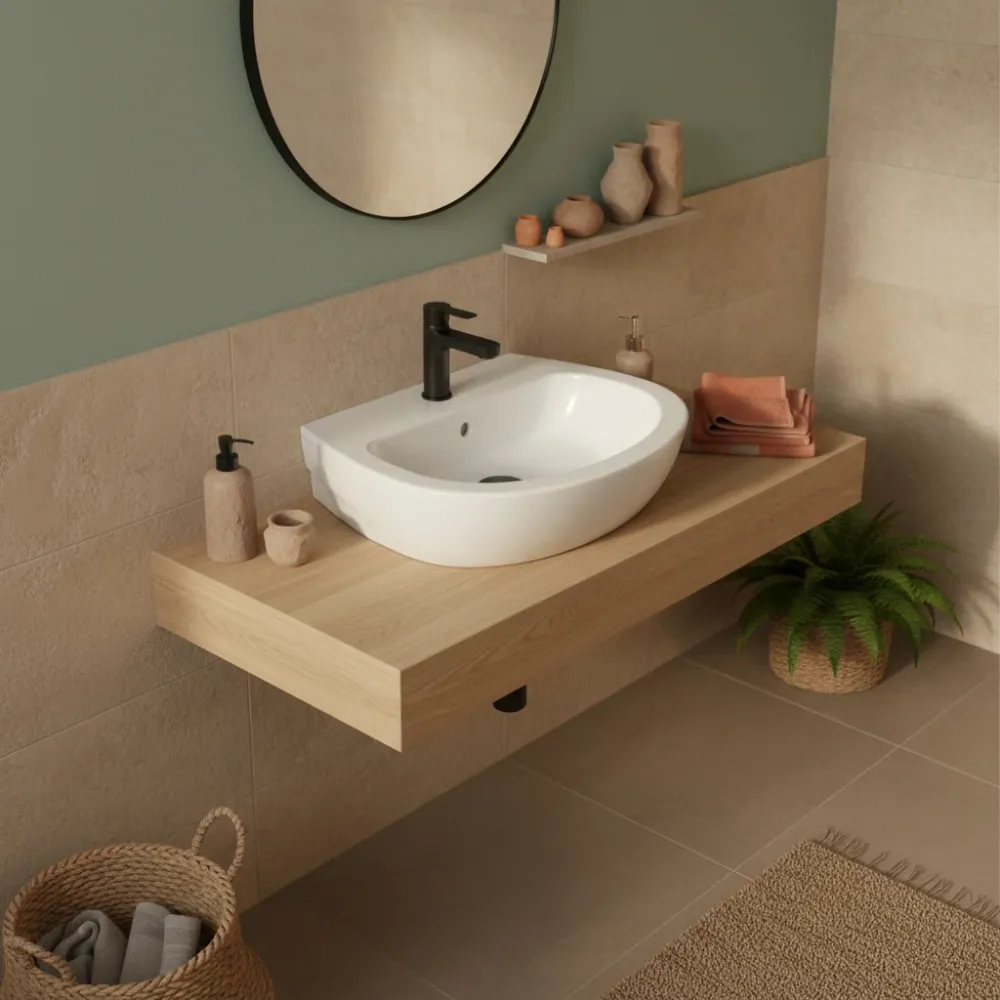 Lavabo da appoggio Ceramica Dolomite modello Demy 55x46 cm