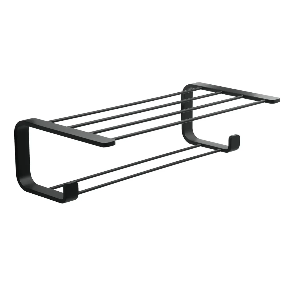 Mensola porta asciugamani Ottone, Acciaio Inox e Cromall Outline di Gedy - Nero Matt