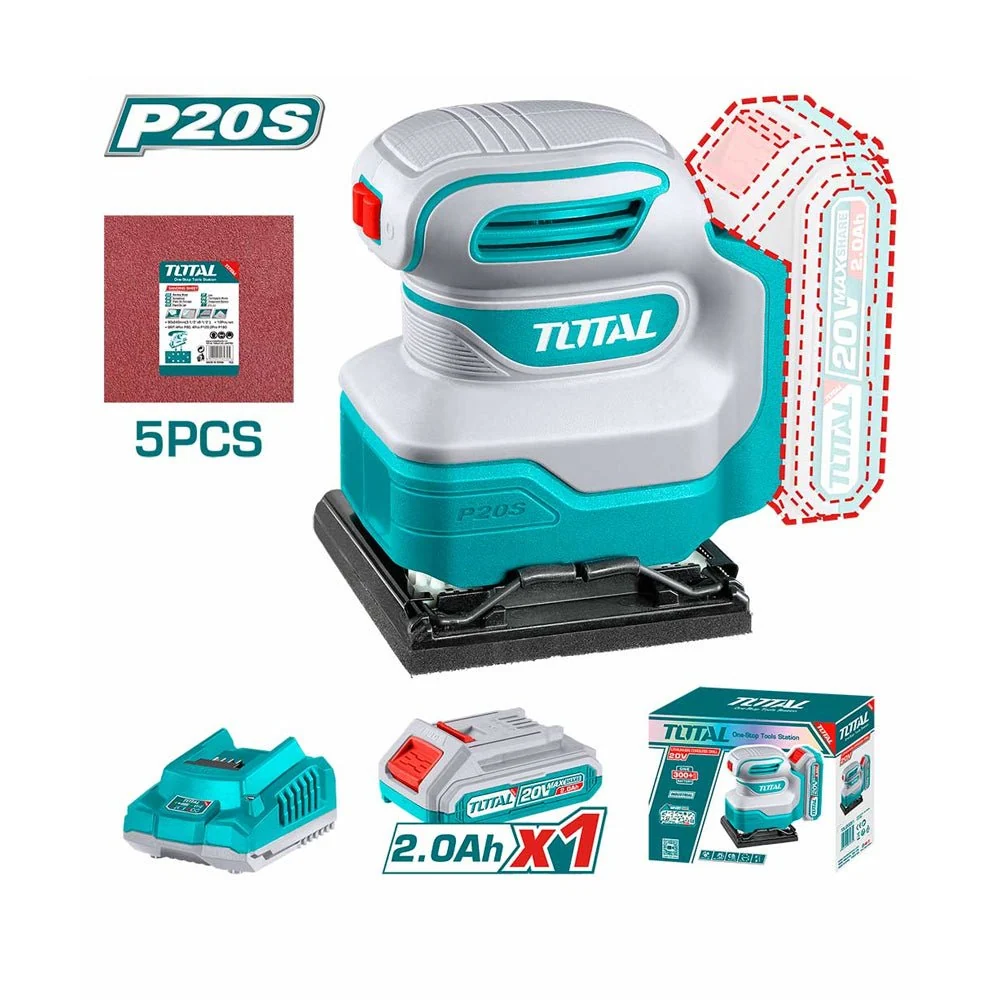TSHSLI20141 – Ponceuse Vibrante Sans Fil TOTAL 20V – Ponçage Rapide