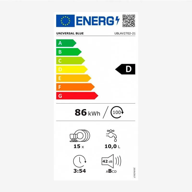 Lavavajillas Ártico 4065W De uso general Blue 15 servicios 8 programas Inverter D blanco 60 cm