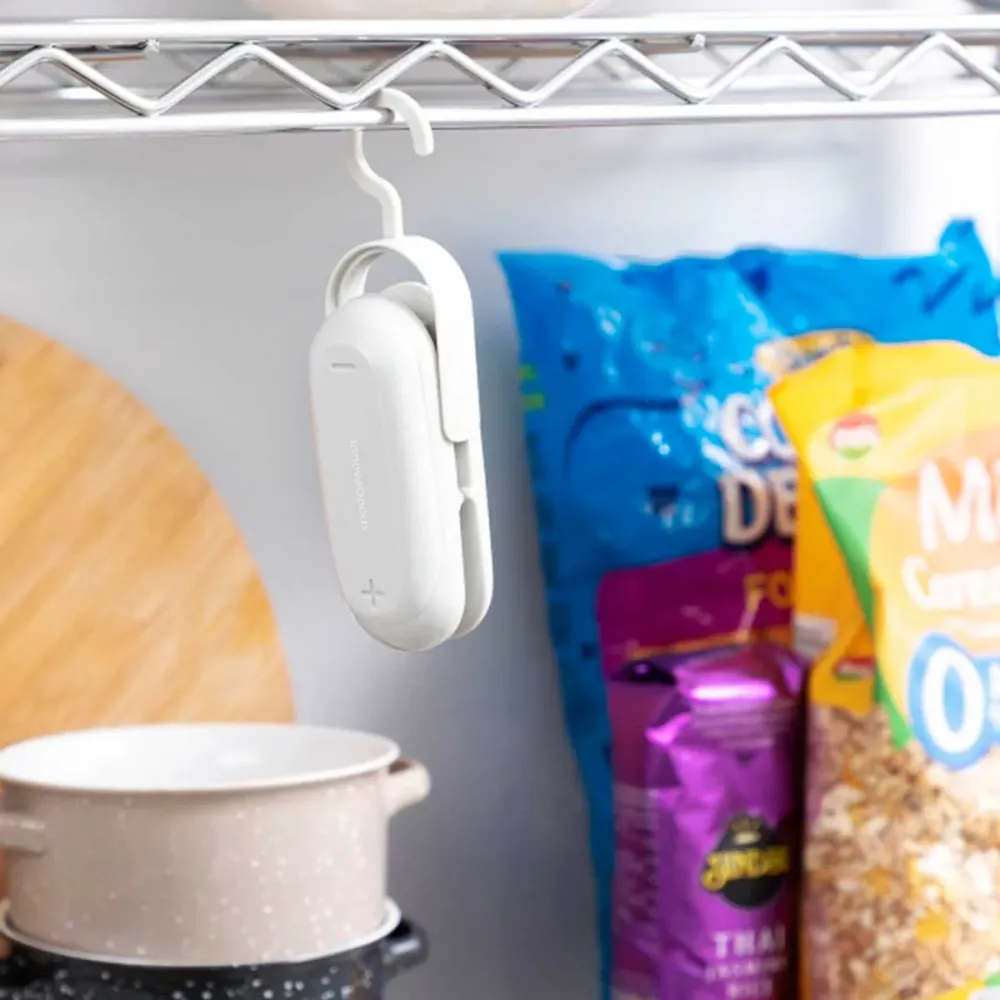 Selladora de bolsas Baseyl InnovaGoods con cúter y colgador 3W gris