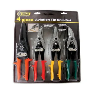 Tijeras de aviación curvas o rectas de acero inoxidable de 10 pulgadas con agarre de acero, paquete de 4 Steel Grip