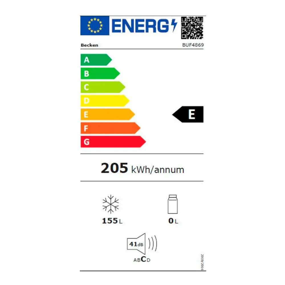 Congelador vertical BUF4869 Becken No Frost 145L E blanco 143,4 cm