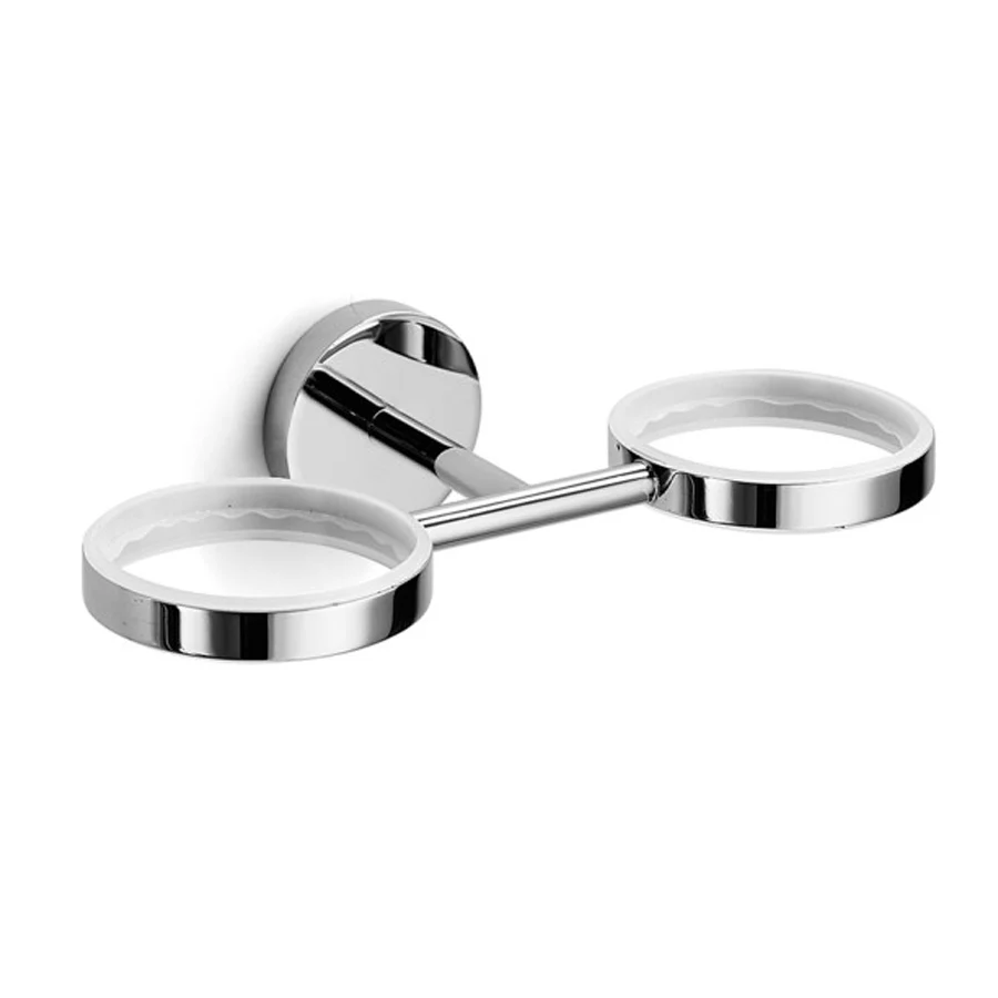 Supporto doppio per sostegno bicchiere porta spazzolino e sapone ottone cromato Lineabeta collezione Duemila