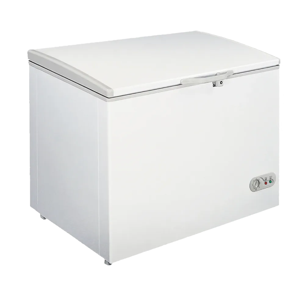 Congelador horizontal Selecto Levella® de 5.5 pies cúbicos, color blanco. Control de temperatura ajustable.