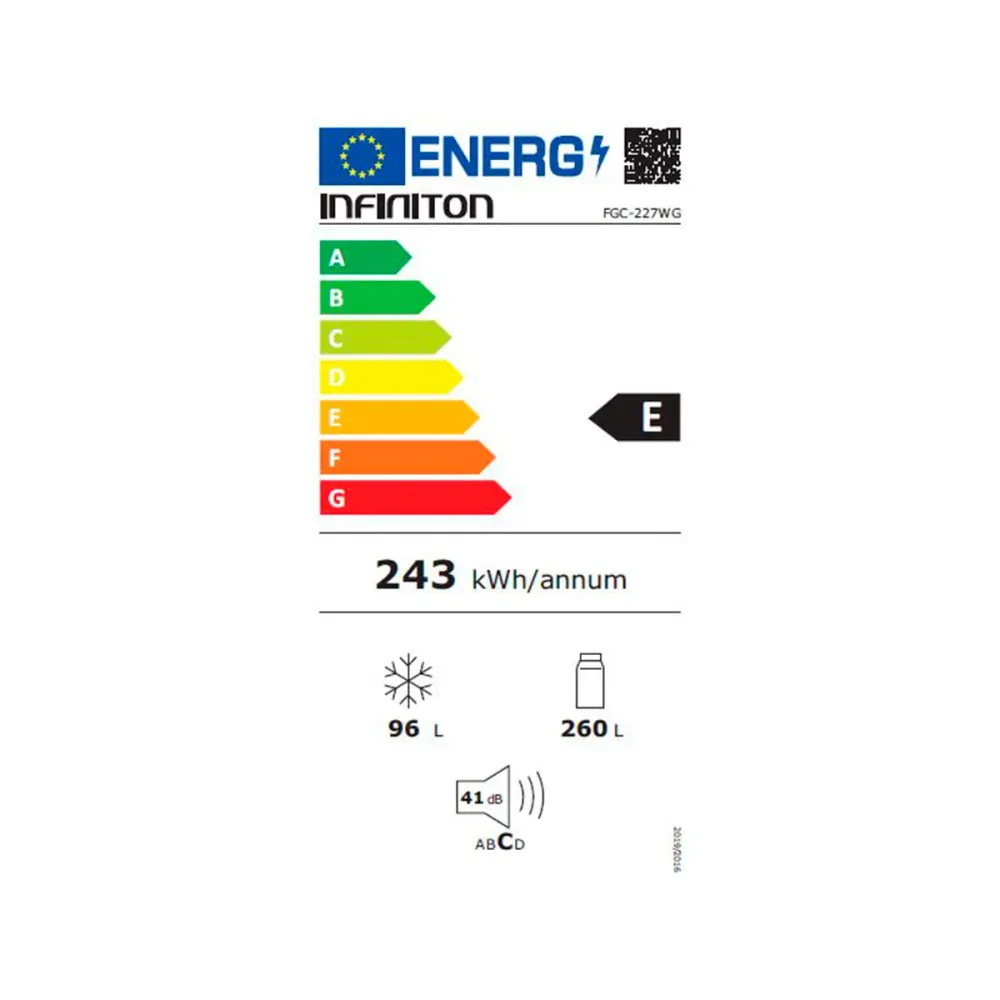 Frigorífico combi Infiniton FGC-227WG Total No Frost 356L E cristal blanco 200 cm