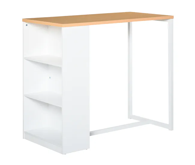 HOMCOM Mesa Alta de Cocina Mesa de Bar con 3 Estantes Estructura de Acero Antivuelco Carga 100 kg para Comedor 115x55x100...