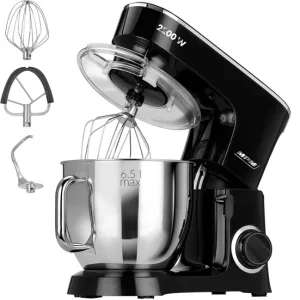 MPM MRK-19 Batidora Amasadora Reposterí Profesional, Robot Cocina Orbital, 6,5L, 6 Velocidades Acero Inox, 2200, Acero Ino...