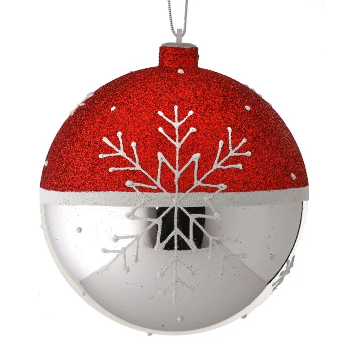 Esfera roja y plata 15cm / 6" Red and plateado ball