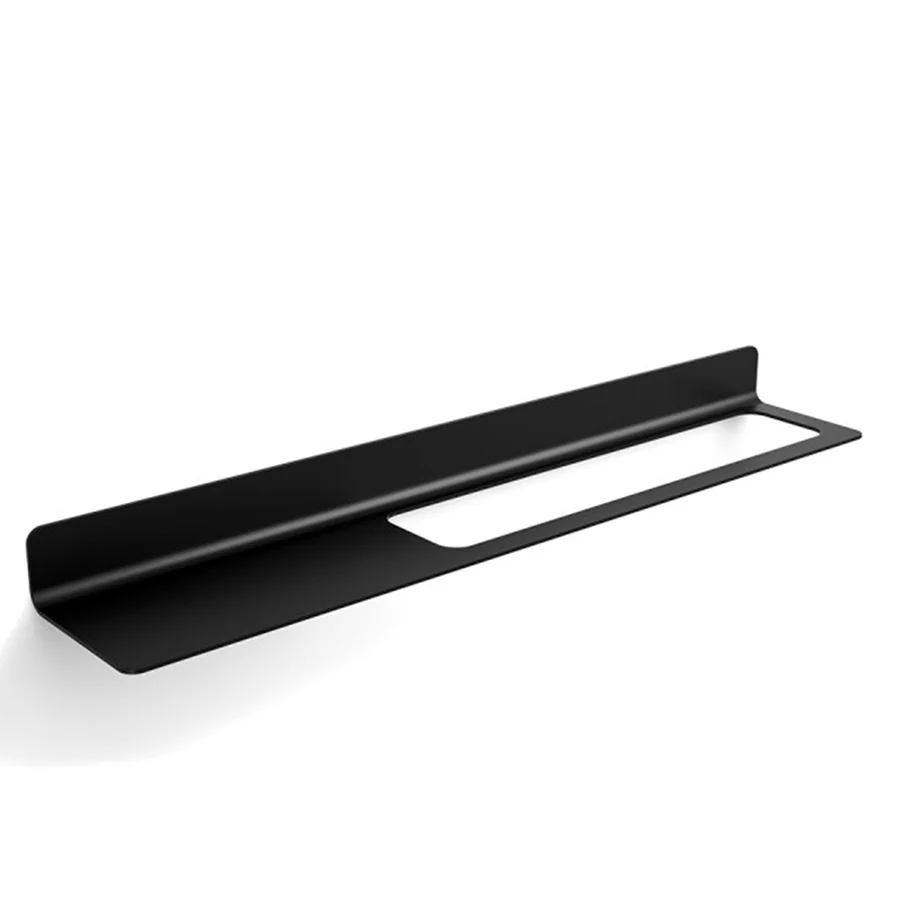 Estante de pared con orificio para toallero lado derecho en aluminio pintado negro colección Lineabeta Saeta Medidas 120x4...