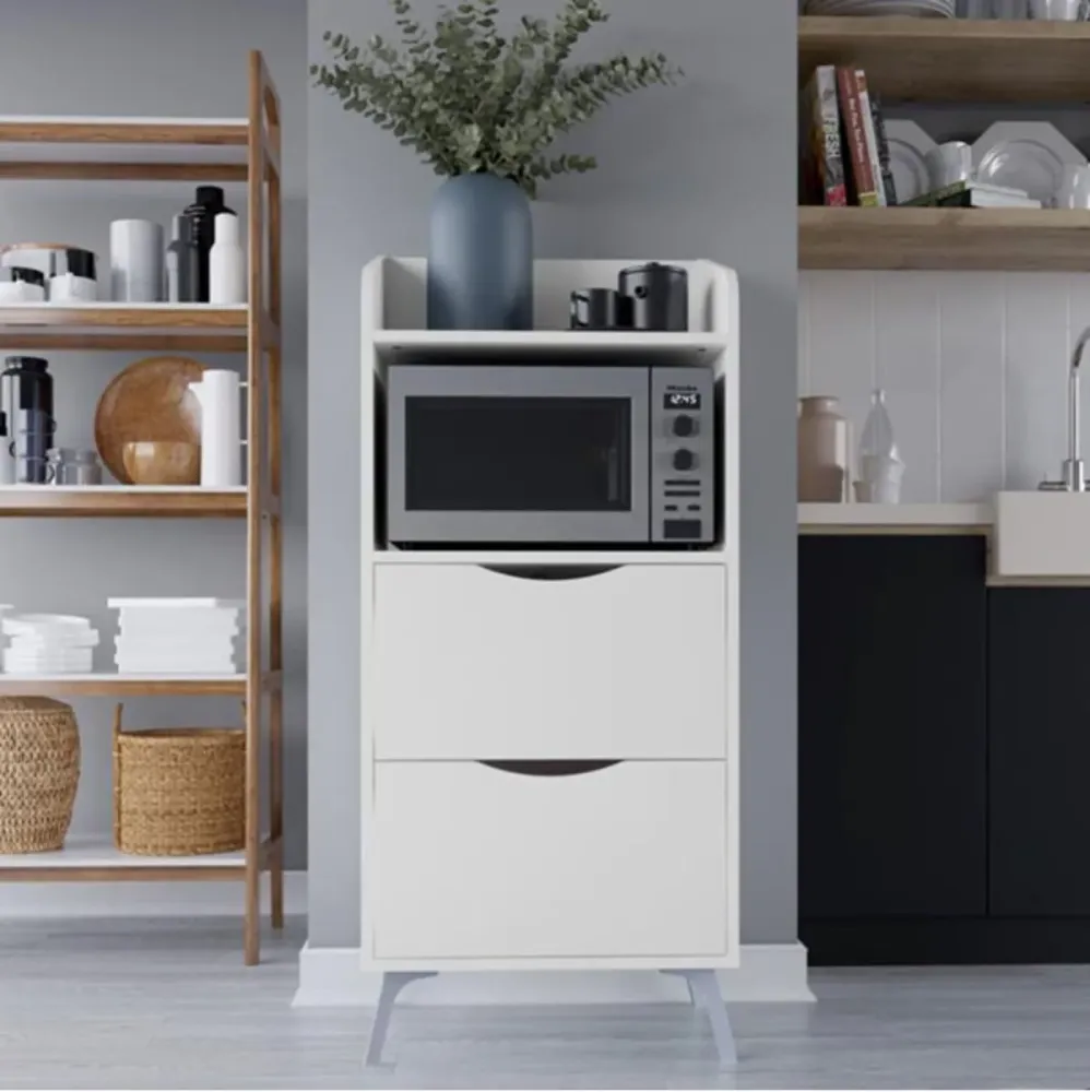 Armario auxiliar Tuba 2 cajones + 2 estantes blanco 136x60x36 cm